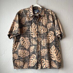 Reyn Spooner Phil Edwards Button Down Hawaiian Shirt XL Tropical Vaca Beach Brn